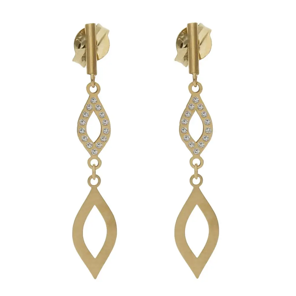 Pendientes de Oro 18K con circonitas 5x30mm