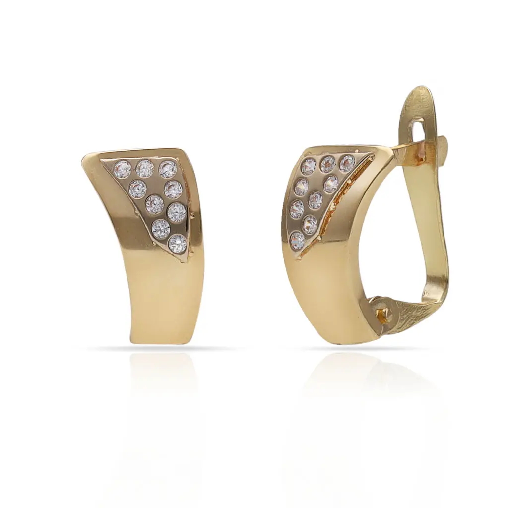 Pendientes de Oro 18K tipo pico con circonitas