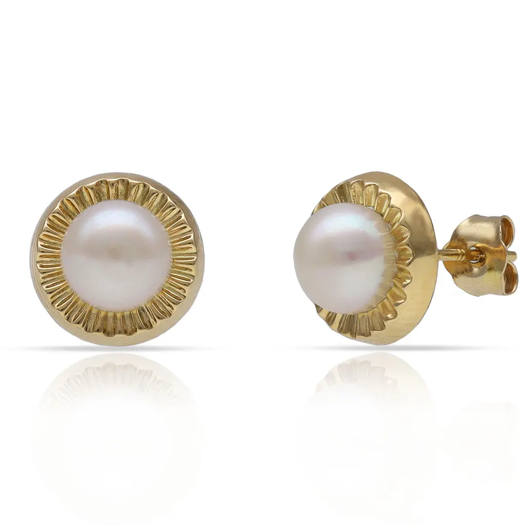 Pendientes de Oro 18K redondos con perlas cultivadas