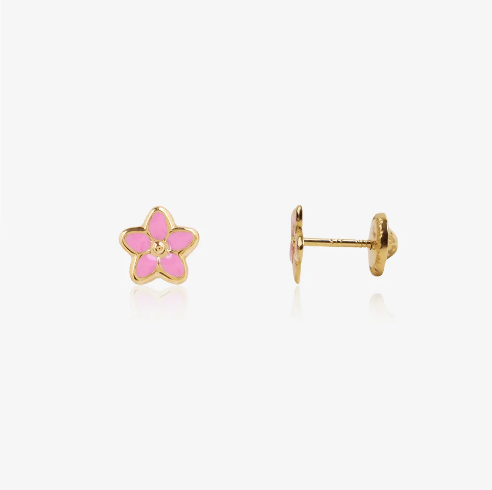 Pendientes Flor Esmaltada Rosa