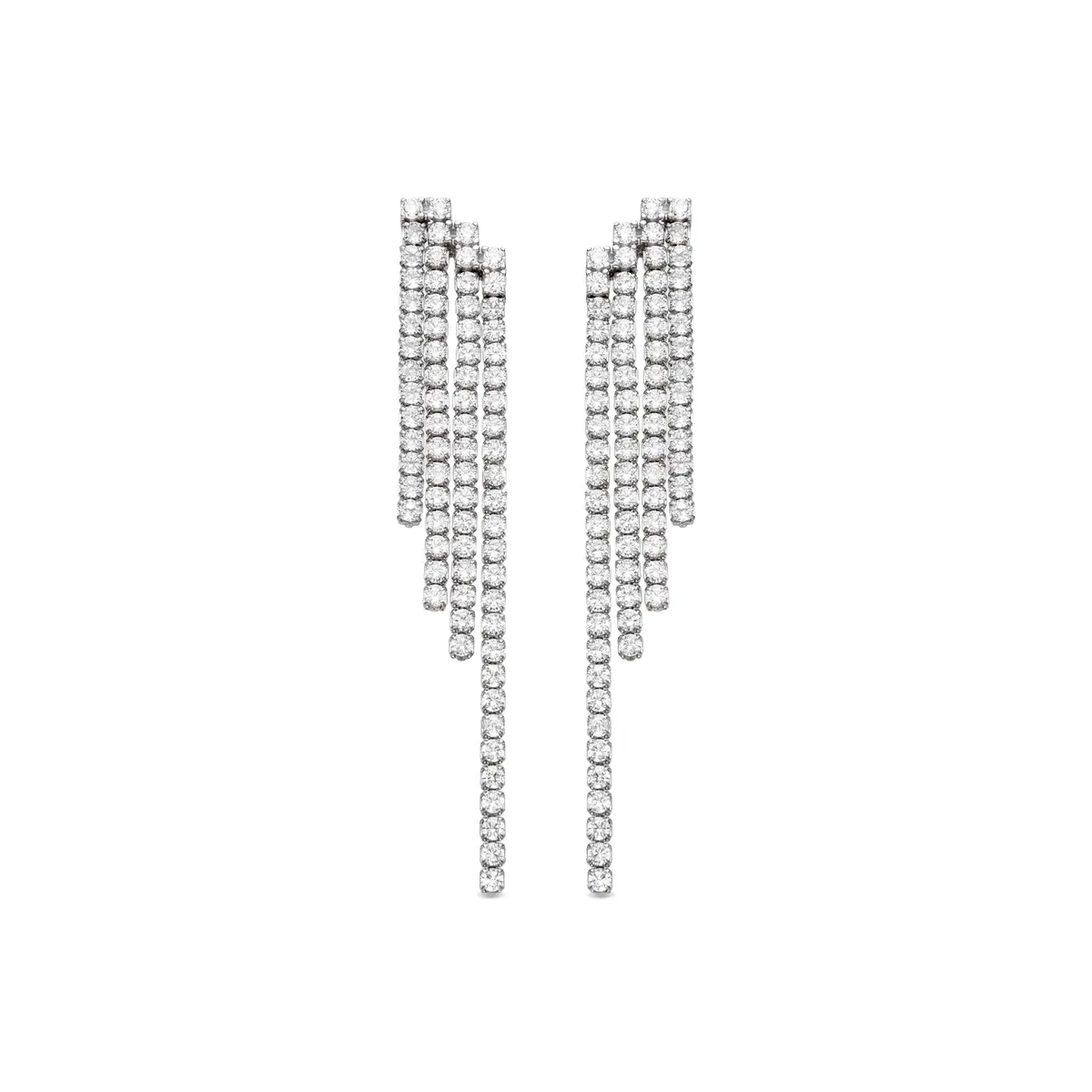 Pendientes de plata de ley 925 con circonita brillante y acabado en rodio