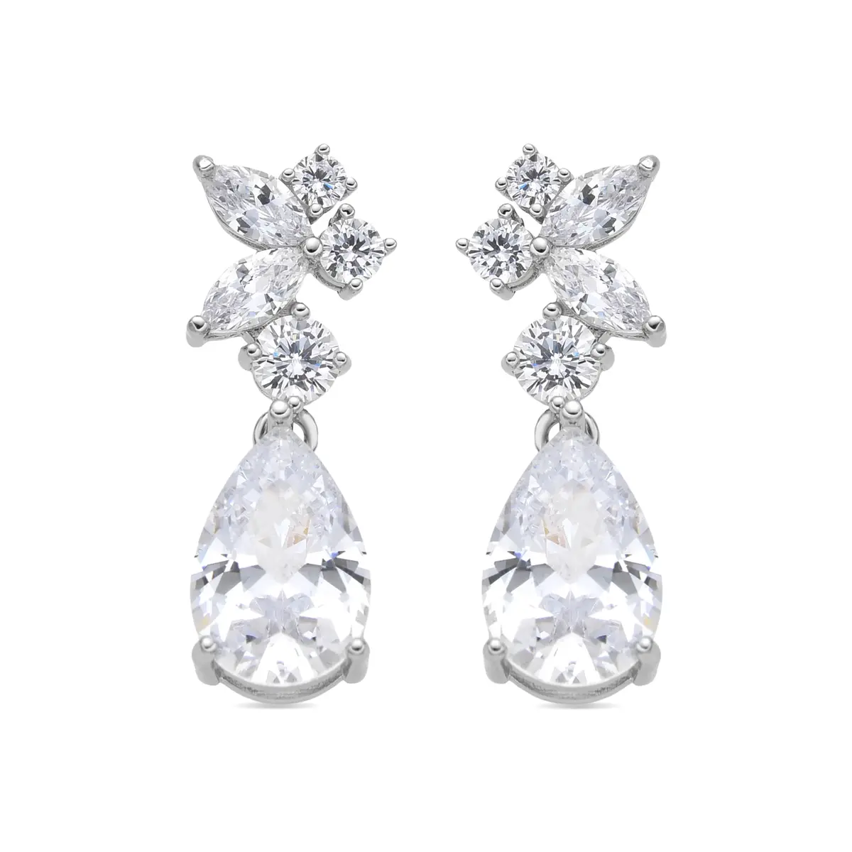 Pendientes de plata de ley 925 y circonita brillante con acabado en rodio